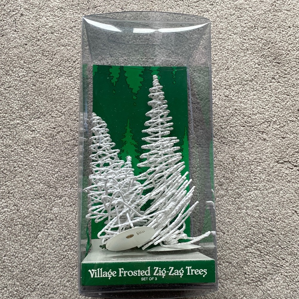 Village Frosted Zig Zag Trees - White